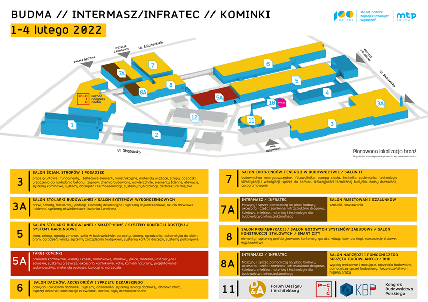BUDMA podział branżowy mapa